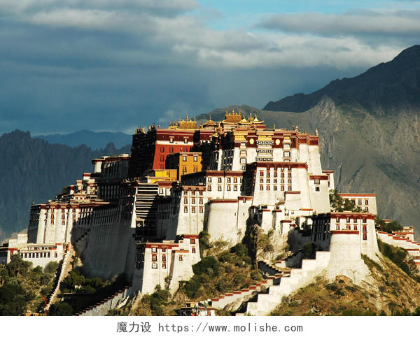 中国著名景点建筑航拍西藏拉萨布达拉宫风景西藏旅游风景图